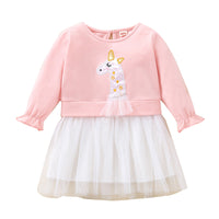 Load image into Gallery viewer, Baby Girls Color-blocking Animals Star Embroidered Dresses Wholesale 02986570
