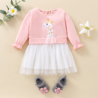 Load image into Gallery viewer, Baby Girls Color-blocking Animals Star Embroidered Dresses Wholesale 02986570
