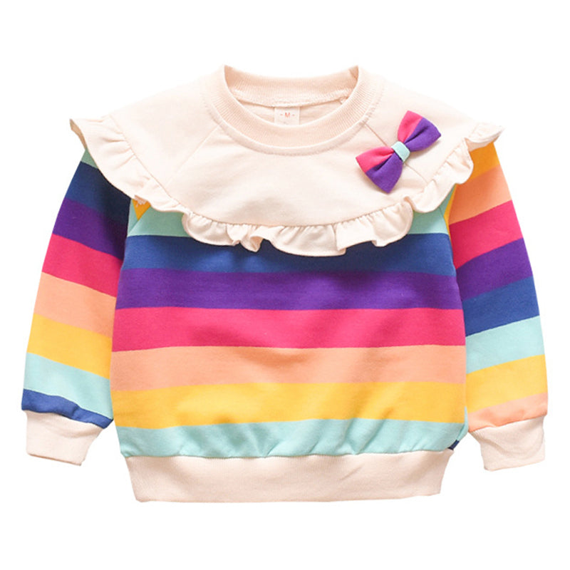 Baby Girl  Doll Collar Rainbow Sweatshirt Wholesale 77833367