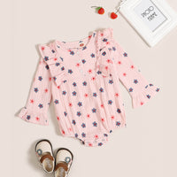 Load image into Gallery viewer, Baby Girls Flower Muslin&amp;Ribbed Print Rompers Wholesale 08707104
