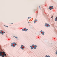 Load image into Gallery viewer, Baby Girls Flower Muslin&amp;Ribbed Print Rompers Wholesale 08707104
