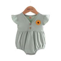 Load image into Gallery viewer, Baby Girl Flutter Sleeve Sunflower Bodysuit Wholesale 89983230

