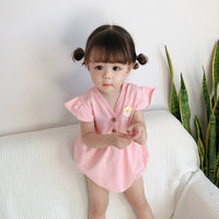 Load image into Gallery viewer, Baby Girl Flutter Sleeve Sunflower Bodysuit Wholesale 89983230
