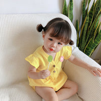 Load image into Gallery viewer, Baby Girl Flutter Sleeve Sunflower Bodysuit Wholesale 89983230

