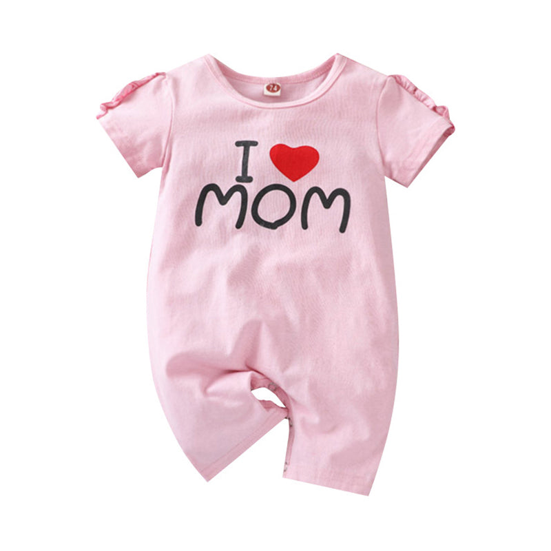 Baby Girl I Love Mom Print Romper Wholesale 87462561