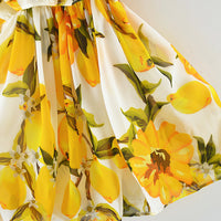 Load image into Gallery viewer, Baby Girl Lemon Print Off Shoulder Mesh Chiffon Dress Wholesale 85521745

