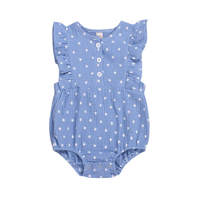 Baby Girl Muslin Flutter Sleeve Star Bodysuit Wholesale 31573776
