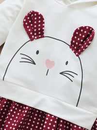Load image into Gallery viewer, Baby Girl Polka Dots Rabbit Hooded Swearshirt Dress Wholesale 20164396
