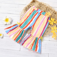 Load image into Gallery viewer, Baby Girl Rainbow Striped Flared Pans Wholesale 88594752

