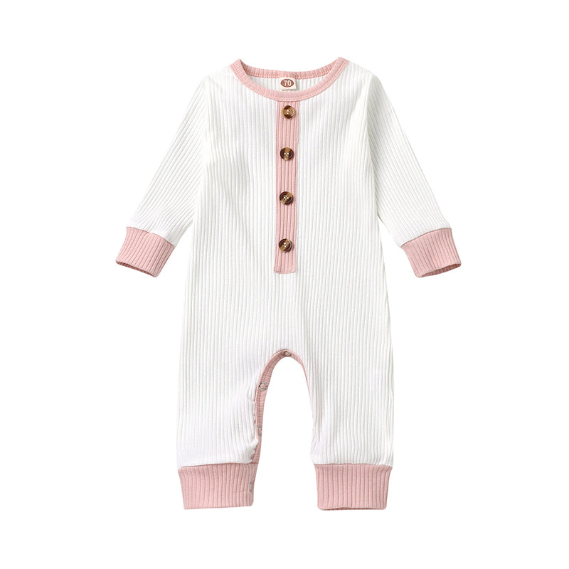 Baby Girl Rib Colorblocking Jumpsuit Wholesale 17904784