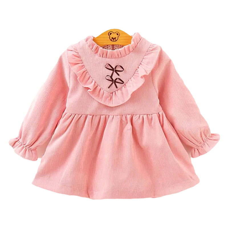 Baby Girl Ruffle Decor Corduroy Dress Wholesale 54773381
