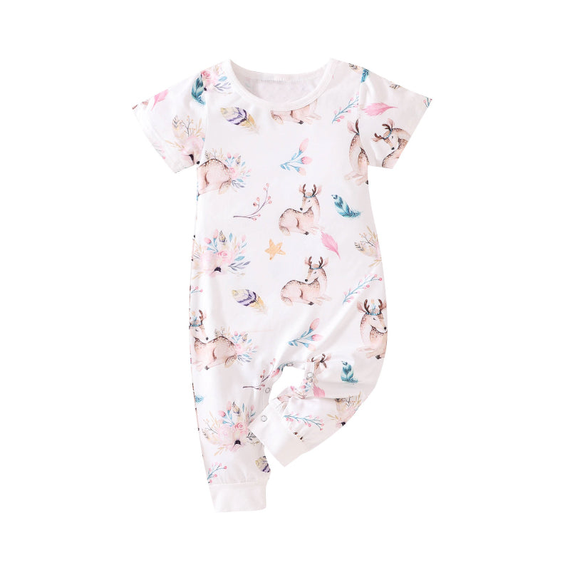 Baby Girl Sika Deer Printed Jumpsuit Wholesale 05212781