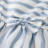 Load image into Gallery viewer, Baby Girl Stripe Bowknot Ruffle Trim Dress Wholesale 92462782
