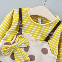 Load image into Gallery viewer, Baby Girl Striped Polka Dot Print Fake Two Piece Dress  Wholesale 69603372
