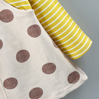 Load image into Gallery viewer, Baby Girl Striped Polka Dot Print Fake Two Piece Dress  Wholesale 69603372

