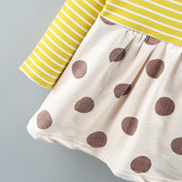 Load image into Gallery viewer, Baby Girl Striped Polka Dot Print Fake Two Piece Dress  Wholesale 69603372
