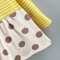 Load image into Gallery viewer, Baby Girl Striped Polka Dot Print Fake Two Piece Dress  Wholesale 69603372
