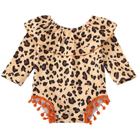 Load image into Gallery viewer, Baby Girl Tie Dye Pom Pom Ruffle Collar Long Sleeve Bodysuit Wholesale 69804606
