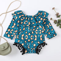 Load image into Gallery viewer, Baby Girl Tie Dye Pom Pom Ruffle Collar Long Sleeve Bodysuit Wholesale 69804606
