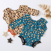 Load image into Gallery viewer, Baby Girl Tie Dye Pom Pom Ruffle Collar Long Sleeve Bodysuit Wholesale 69804606
