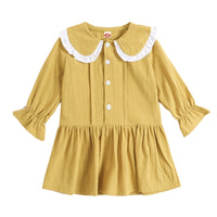 Load image into Gallery viewer, Baby Girl Turn Down Collar Yellow Dress Wholesale 03326891
