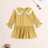 Load image into Gallery viewer, Baby Girl Turn Down Collar Yellow Dress Wholesale 03326891
