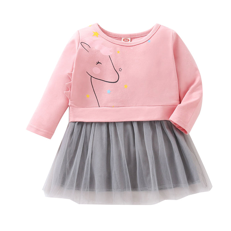 Baby Girls Star Unicorn Print Dresses Wholesale 23676633