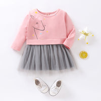 Load image into Gallery viewer, Baby Girls Star Unicorn Print Dresses Wholesale 23676633
