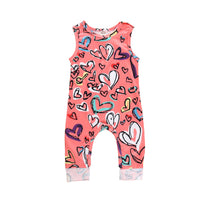 Load image into Gallery viewer, Baby Girl Valentine&#39;s Day Love Heart Tank Jumpsuit Wholesale 52184690

