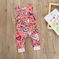 Load image into Gallery viewer, Baby Girl Valentine&#39;s Day Love Heart Tank Jumpsuit Wholesale 52184690
