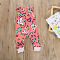 Load image into Gallery viewer, Baby Girl Valentine&#39;s Day Love Heart Tank Jumpsuit Wholesale 52184690
