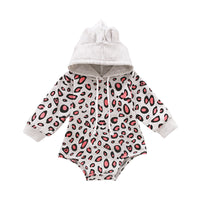 Load image into Gallery viewer, Baby Leopard Drawstring Hooded Bodysuit Wholesale 43687050
