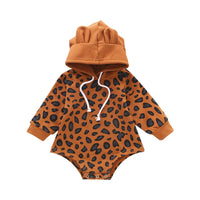 Load image into Gallery viewer, Baby Leopard Drawstring Hooded Bodysuit Wholesale 43687050
