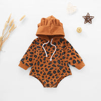 Load image into Gallery viewer, Baby Leopard Drawstring Hooded Bodysuit Wholesale 43687050
