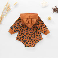 Load image into Gallery viewer, Baby Leopard Drawstring Hooded Bodysuit Wholesale 43687050
