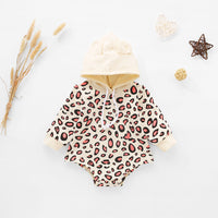 Load image into Gallery viewer, Baby Leopard Drawstring Hooded Bodysuit Wholesale 43687050
