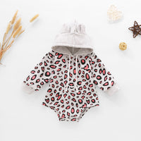 Load image into Gallery viewer, Baby Leopard Drawstring Hooded Bodysuit Wholesale 43687050

