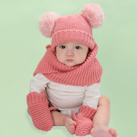 Load image into Gallery viewer, Baby Pom Pom Hat &amp; Scarf &amp; Gloves Knitted Set  Wholesale 66023648
