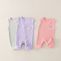 Load image into Gallery viewer, Baby Rainbow Detail Ribbed Tank Jumpsuit Wholesale 90482364

