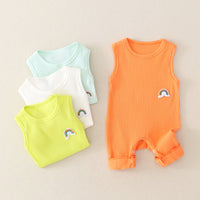 Load image into Gallery viewer, Baby Rainbow Detail Ribbed Tank Jumpsuit Wholesale 90482364
