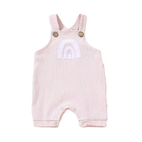 Load image into Gallery viewer, Baby Rainbow Print Ribbed Overall Romper Wholesale 08312882
