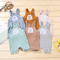 Load image into Gallery viewer, Baby Rainbow Print Ribbed Overall Romper Wholesale 08312882
