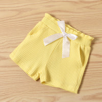 Load image into Gallery viewer, Baby Toddler Girl Solid Color Outfit One Shoulder Ribbed Top And Shorts Wholesale 80222450
