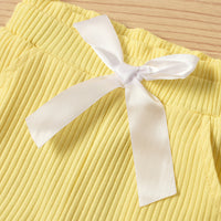 Load image into Gallery viewer, Baby Toddler Girl Solid Color Outfit One Shoulder Ribbed Top And Shorts Wholesale 80222450
