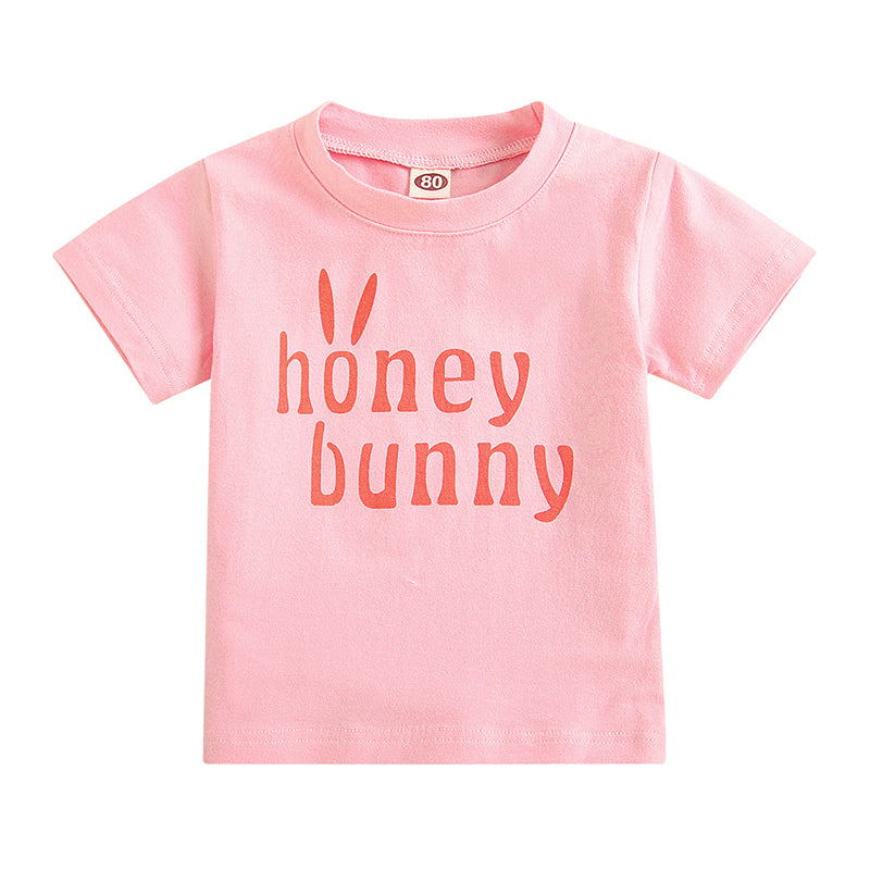 Baby Toddler Kid Girl Honey Bunny Print T-shirt Wholesale 69592416