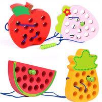 Load image into Gallery viewer, Bug Eat Fruit Threading Early Educational Wooden Toy Wholesale 76952775
