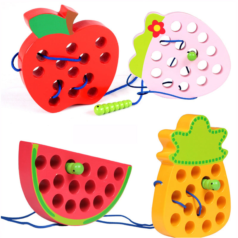 Bug Eat Fruit Threading Early Educational Wooden Toy Wholesale 76952775