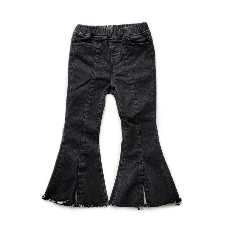 Chic Girl Black Spilt Hem Flared Jeans Wholesale 61033554