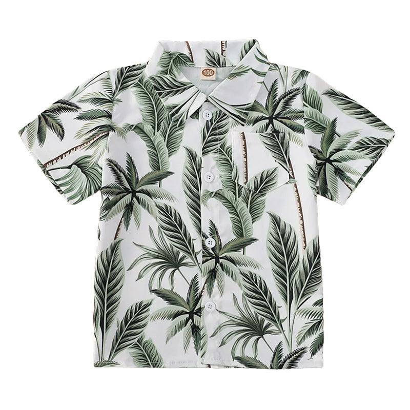 Coconut Tree Print Kid Boy Shirt Wholesale 81522998