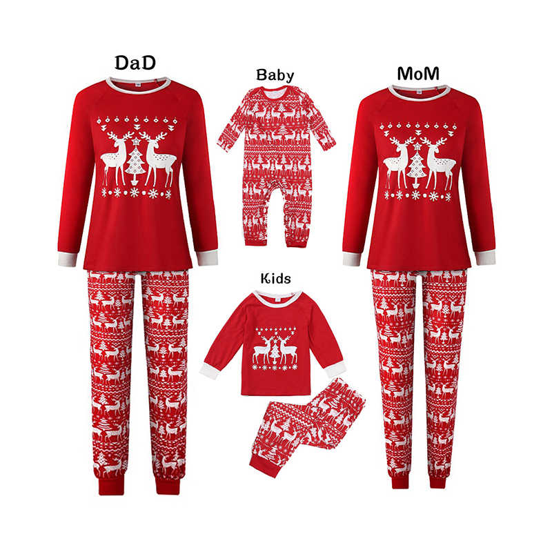 2 Pieces Set Family Outfits Baby Kid Christmas Animals Plant Print Tops And Pants Jumpsuits Sleepwears Wholesale 66996862